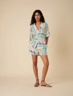 High Waisted Printed Shorts With Linen -Marks and Spencer Shop high waisted printed shorts with linen 7