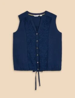 WHITE STUFF Jersey Embroidedred Collared Shirt -Marks and Spencer Shop jersey embroidedred collared shirt 10