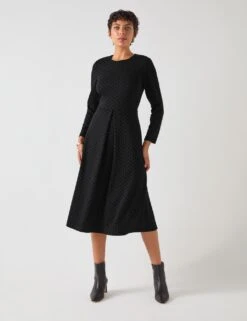 Jersey Polka Dot Flock Midi Skater Dress -Marks and Spencer Shop jersey polka dot flock midi skater dress 4