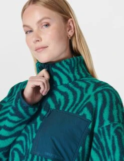 Sweaty Betty Karma Half Zip Animal Print Fleece Jacket -Marks and Spencer Shop karma half zip animal print fleece jacket 9