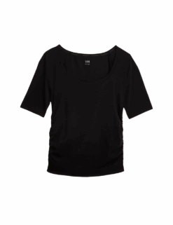 Lightweight Scoop Neck Ruched Yoga T-Shirt -Marks and Spencer Shop lightweight scoop neck ruched yoga t shirt 1