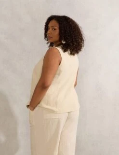 Linen Blend Button Through Waistcoat -Marks and Spencer Shop linen blend button through waistcoat 8