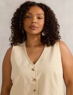 Linen Blend Button Through Waistcoat -Marks and Spencer Shop linen blend button through waistcoat 9