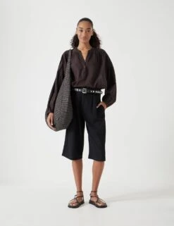 Linen Blend High Waisted Bermuda Shorts -Marks and Spencer Shop linen blend high waisted bermuda shorts 7