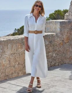 Linen Blend Midi Shirt Dress -Marks and Spencer Shop linen blend midi shirt dress 9