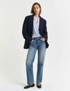 Gant Linen Blend Notch Neck Stand Collar Blouse -Marks and Spencer Shop linen blend notch neck stand collar blouse 11