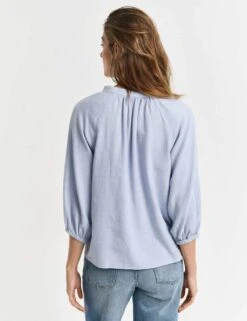 Gant Linen Blend Notch Neck Stand Collar Blouse -Marks and Spencer Shop linen blend notch neck stand collar blouse 12