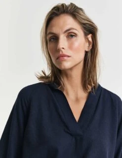 Gant Linen Blend Notch Neck Stand Collar Blouse -Marks and Spencer Shop linen blend notch neck stand collar blouse 5