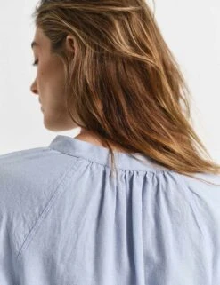 Gant Linen Blend Notch Neck Stand Collar Blouse -Marks and Spencer Shop linen blend notch neck stand collar blouse 9