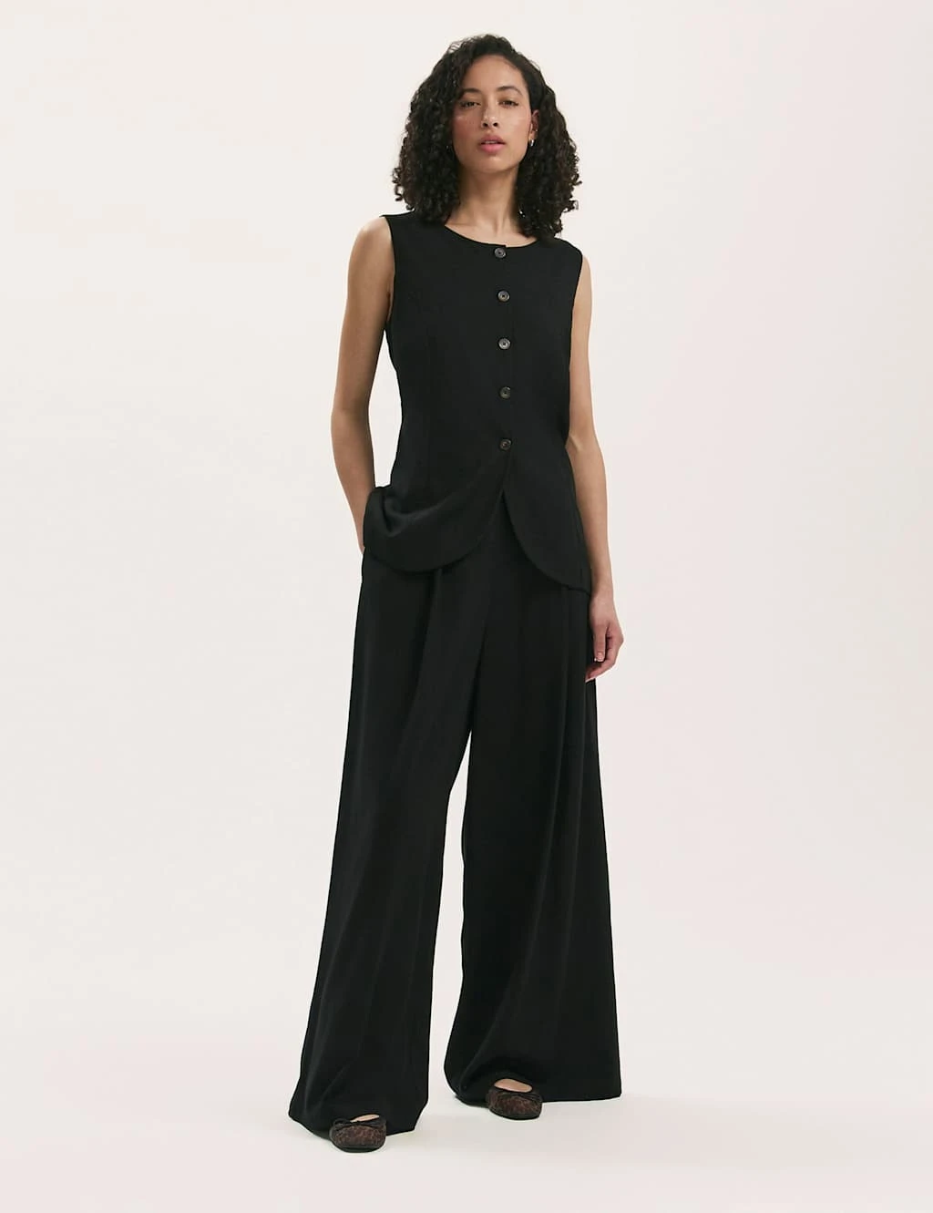 Linen Blend Round Neck Waistcoat 12 Linen Blend Round Neck Waistcoat - Image 10