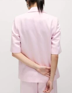 Linen Blend Short Sleeve Single Breasted Blazer -Marks and Spencer Shop linen blend short sleeve single breasted blazer 14