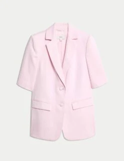 Linen Blend Short Sleeve Single Breasted Blazer -Marks and Spencer Shop linen blend short sleeve single breasted blazer 15