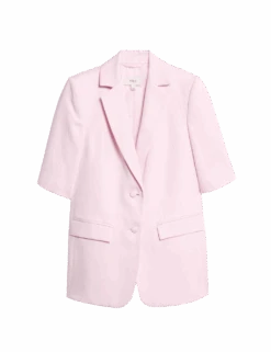 Linen Blend Short Sleeve Single Breasted Blazer -Marks and Spencer Shop linen blend short sleeve single breasted blazer