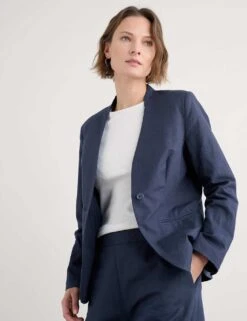 Linen Blend Slim Single Breasted Blazer -Marks and Spencer Shop linen blend slim single breasted blazer 7