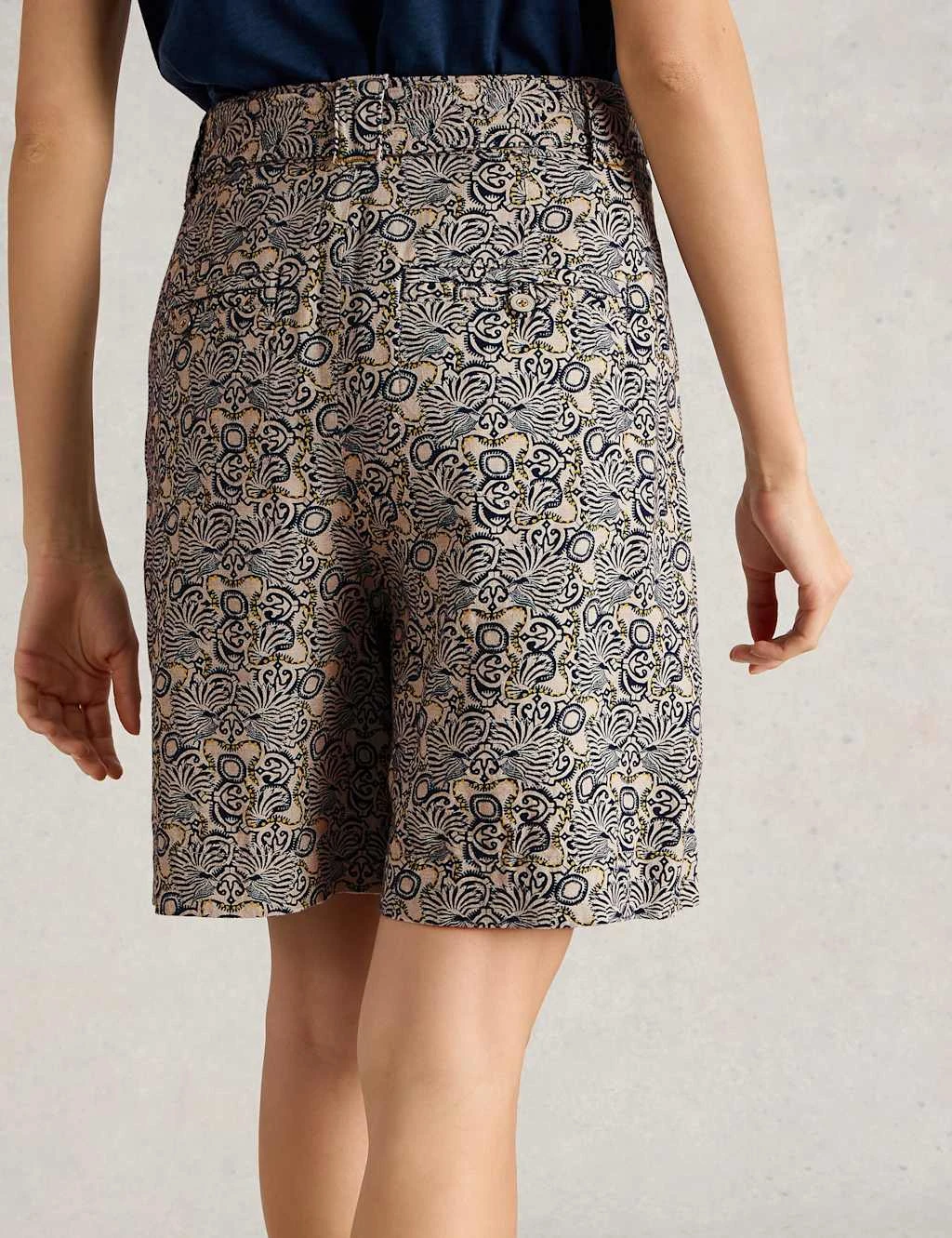 WHITE STUFF Linen Rich Printed Belted Pleat Front Shorts 13 WHITE STUFF Linen Rich Printed Belted Pleat Front Shorts - Image 11