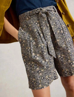 WHITE STUFF Linen Rich Printed Belted Pleat Front Shorts 25 WHITE STUFF Linen Rich Printed Belted Pleat Front Shorts -Marks and Spencer Shop linen rich printed belted pleat front shorts 11