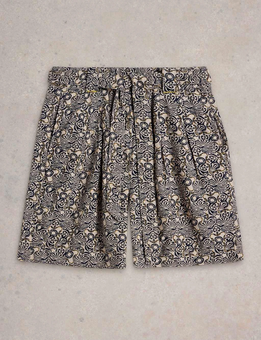 WHITE STUFF Linen Rich Printed Belted Pleat Front Shorts 10 WHITE STUFF Linen Rich Printed Belted Pleat Front Shorts - Image 8