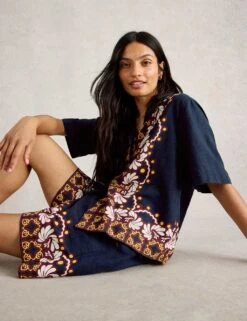 WHITE STUFF Linen Rich Printed Button Through Shirt -Marks and Spencer Shop linen rich printed button through shirt 10