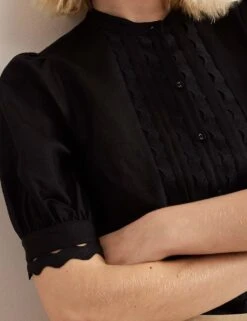 Linen Rich Textured Crew Neck Blouse -Marks and Spencer Shop linen rich textured crew neck blouse 9