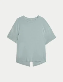 Modal Blend Lightweight Tie Back T-Shirt -Marks and Spencer Shop modal blend crew neck relaxed t shirt 1