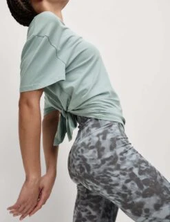 Modal Blend Lightweight Tie Back T-Shirt -Marks and Spencer Shop modal blend crew neck relaxed t shirt 4