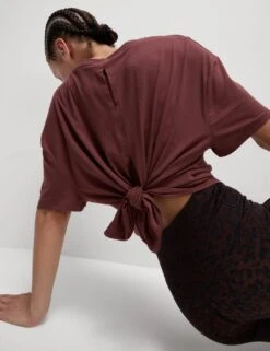 Modal Blend Lightweight Tie Back T-Shirt -Marks and Spencer Shop modal blend crew neck relaxed t shirt 6