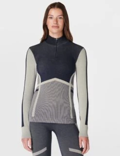 Sweaty Betty Modal Rich Chevron Half Zip Base Layer Top -Marks and Spencer Shop modal rich chevron half zip base layer top 11