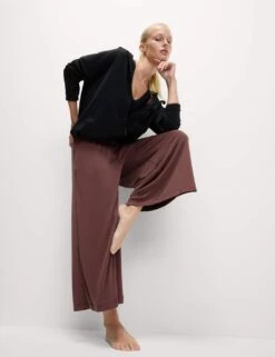 Modal Rich Ribbed Relaxed Culottes -Marks and Spencer Shop modal rich ribbed relaxed culottes 16