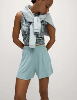 Modal Rich Ribbed Relaxed High Waisted Yoga Shorts -Marks and Spencer Shop modal rich ribbed relaxed high waisted yoga shorts 15