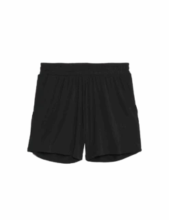Modal Rich Ribbed Relaxed High Waisted Yoga Shorts -Marks and Spencer Shop modal rich ribbed relaxed high waisted yoga shorts