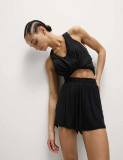 Modal Rich Ribbed Relaxed High Waisted Yoga Shorts -Marks and Spencer Shop modal rich ribbed relaxed high waisted yoga shorts 8