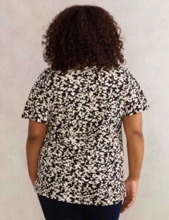 Printed V-Neck Pleat Detail Top -Marks and Spencer Shop mono print pleat front top 1