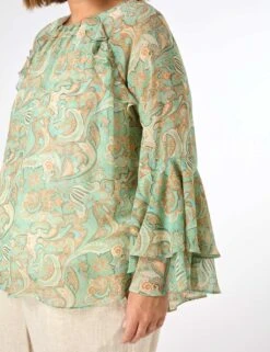 Paisley Round Neck Frill Detail Blouse -Marks and Spencer Shop paisley round neck frill detail blouse 7