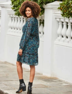 Paisley V-Neck Knee Length Skater Dress -Marks and Spencer Shop paisley v neck knee length skater dress 8