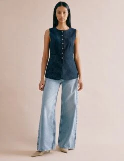 Pinstripe Collarless Waistcoat -Marks and Spencer Shop pinstripe collarless waistcoat 11