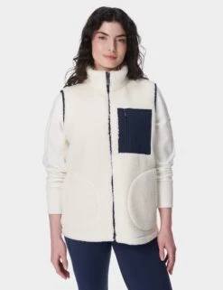Sweaty Betty Plush Zip Up Funnel Neck Fleece Gilet -Marks and Spencer Shop plush zip up funnel neck fleece gilet 16