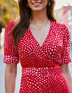 Polka Dot V-Neck Puff Sleeve Wrap Dress -Marks and Spencer Shop polka dot v neck puff sleeve wrap dress 5