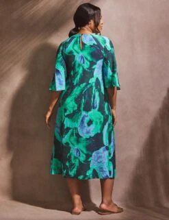 Printed Angel Sleeve Midi Swing Dress 24 Printed Angel Sleeve Midi Swing Dress -Marks and Spencer Shop printed angel sleeve midi swing dress 10