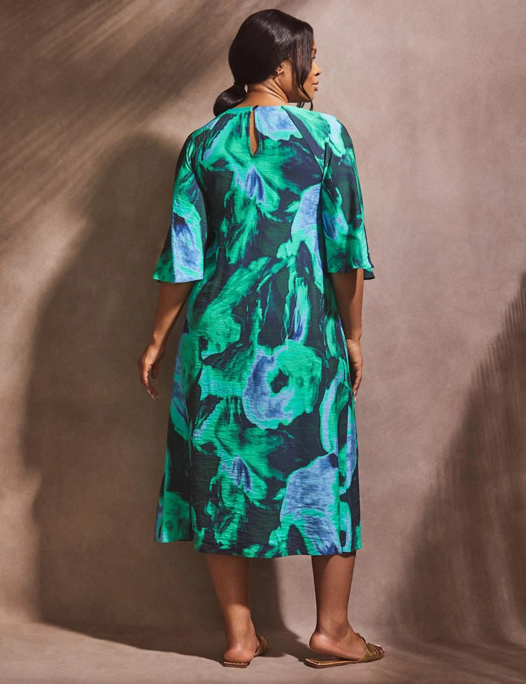 Printed Angel Sleeve Midi Swing Dress 13 Printed Angel Sleeve Midi Swing Dress - Image 11