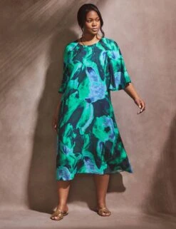 Printed Angel Sleeve Midi Swing Dress 21 Printed Angel Sleeve Midi Swing Dress -Marks and Spencer Shop printed angel sleeve midi swing dress 7