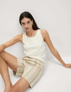 Printed Pure Twill High Waisted Shorts -Marks and Spencer Shop printed pure twill high waisted shorts 15