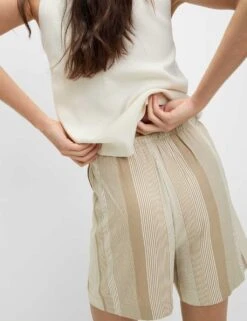 Printed Pure Twill High Waisted Shorts -Marks and Spencer Shop printed pure twill high waisted shorts 16