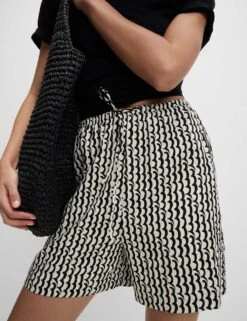 Printed Pure Twill High Waisted Shorts -Marks and Spencer Shop printed pure twill high waisted shorts 8