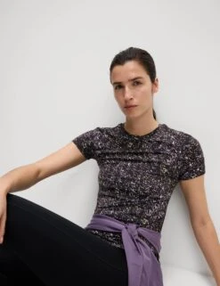 Printed Scoop Neck Fitted T-Shirt -Marks and Spencer Shop printed scoop neck fitted t shirt 11