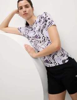 Printed Scoop Neck Fitted T-Shirt -Marks and Spencer Shop printed scoop neck fitted t shirt 6