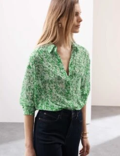 Printed Tie Neck Shirt -Marks and Spencer Shop printed tie neck shirt 11