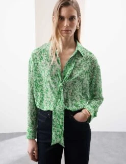 Printed Tie Neck Shirt -Marks and Spencer Shop printed tie neck shirt 9