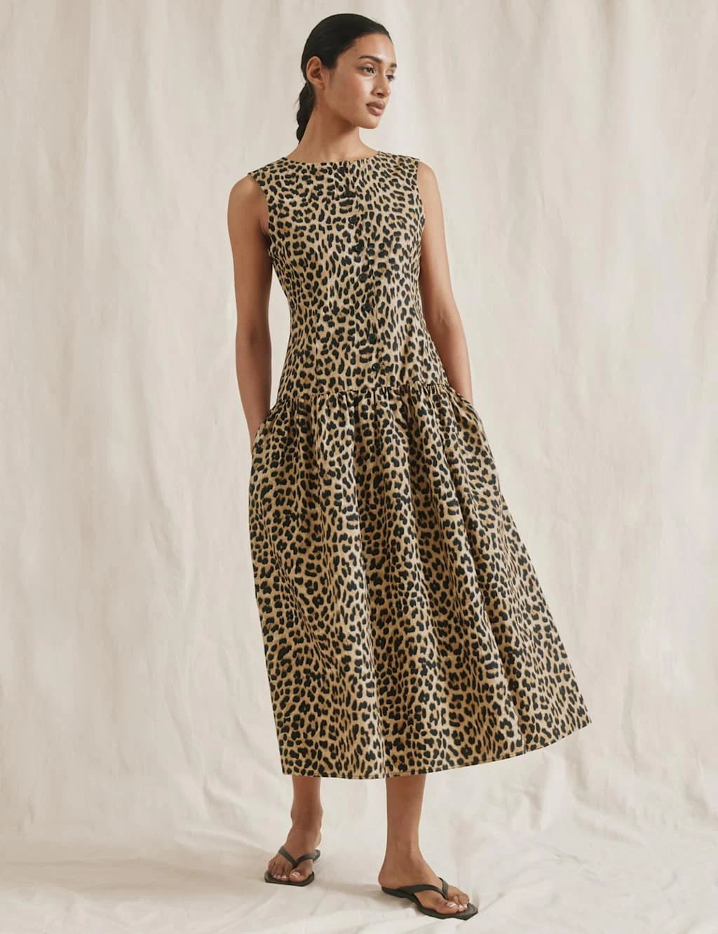 Pure Cotton Animal Print Midi Waistcoat Dress 10 Pure Cotton Animal Print Midi Waistcoat Dress - Image 8