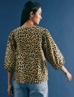 Pure Cotton Animal Print V-Neck Blouse -Marks and Spencer Shop pure cotton animal print v neck blouse 7