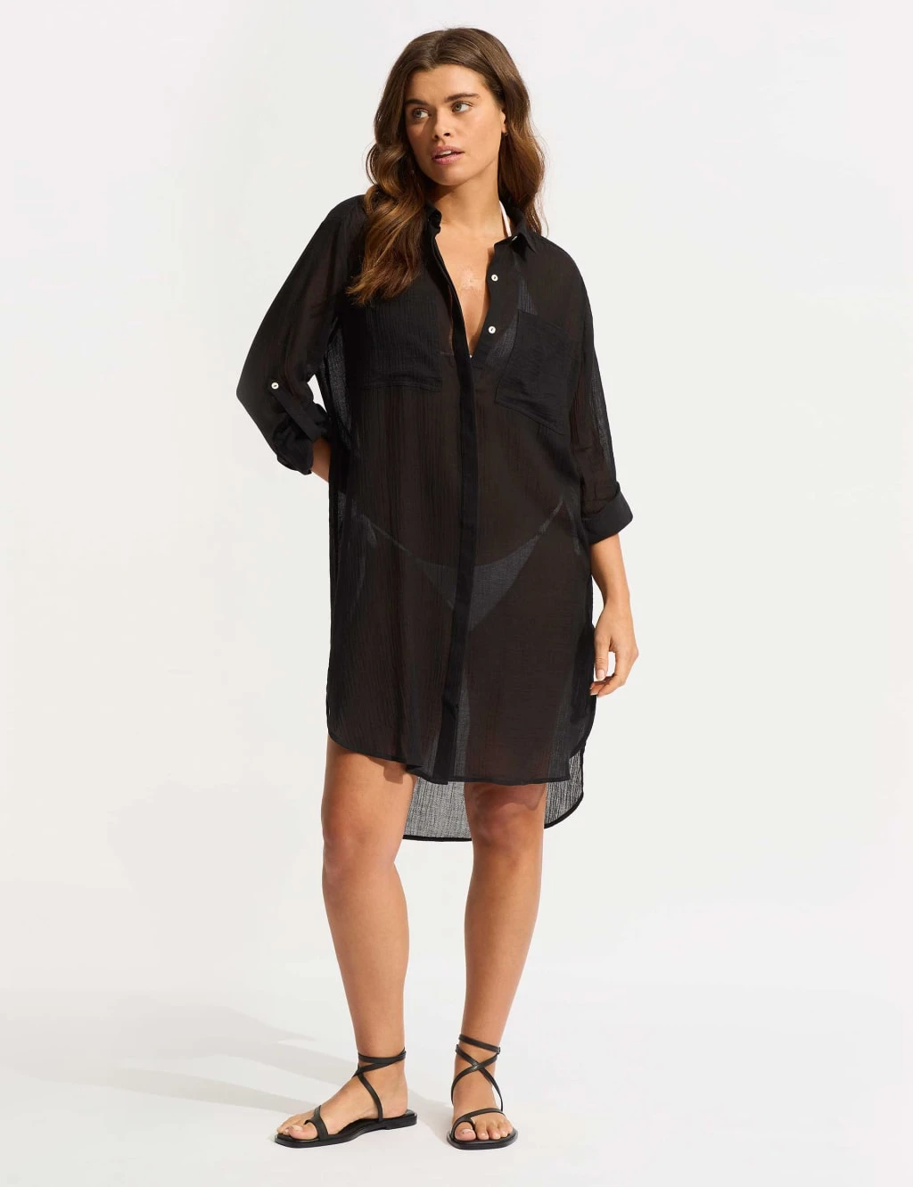 Seafolly Pure Cotton Beach Cover Up Shirt 7 Seafolly Pure Cotton Beach Cover Up Shirt - Image 5